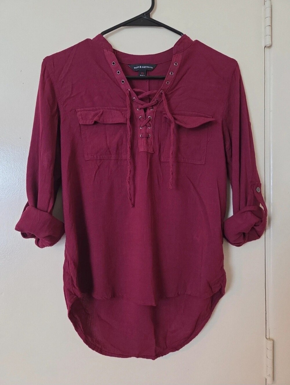 Lace-Up Pocket Front Women’s Top
